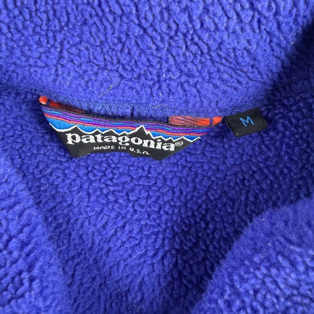 Vintage 1980s Patagonia Synchilla Half Zip Fleece Jacket Mens M Cobalt Ribbed